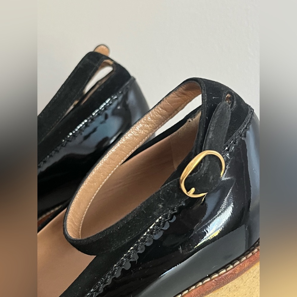 Women’s YVES SAINT LAURENT WEDGE BLACK PATENT Mules - Picture 6 of 15